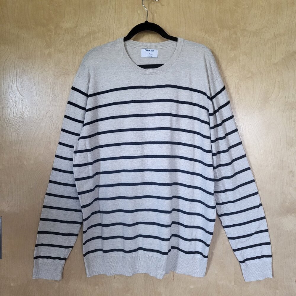 Old Navy Striped Crewneck Sweater Navy & Cream Size XL